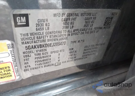 2014 Buick Enclave Leather from USA, damaged, VIN 5GAKVBKD9EJ289470